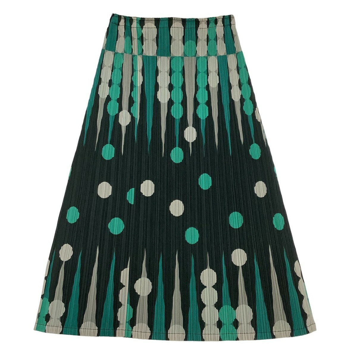 ♪♪【中古】ISSEY MIYAKE イッセイミヤケ PLEATS PLEASE スカート ドット SIZE 2 PP73-JG614 グリーン Bランク