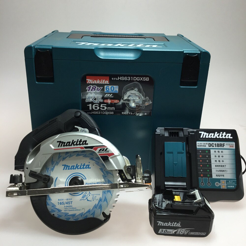 ΘΘ【中古】MAKITA マキタ 充電式 丸のこ 鮫肌 コードレス式 165mm18v HS631DGXSB ブラック Bランク