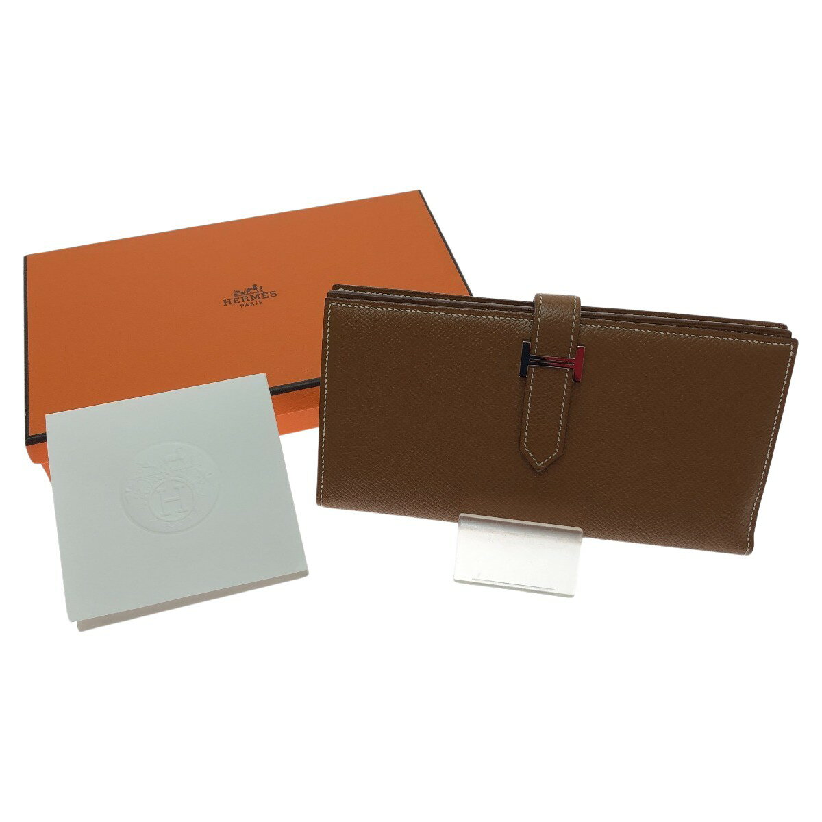 □□【中古】HERMES エルメス 長財布 ベアンスフレ ブラウン Bランク