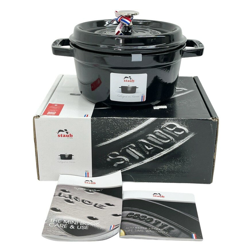 ◆◆【中古】STAUB ストウブ ピコ・ココット ラウンド 両手鍋 ホウロウ鍋 20cm シャイニーブラック Sランク