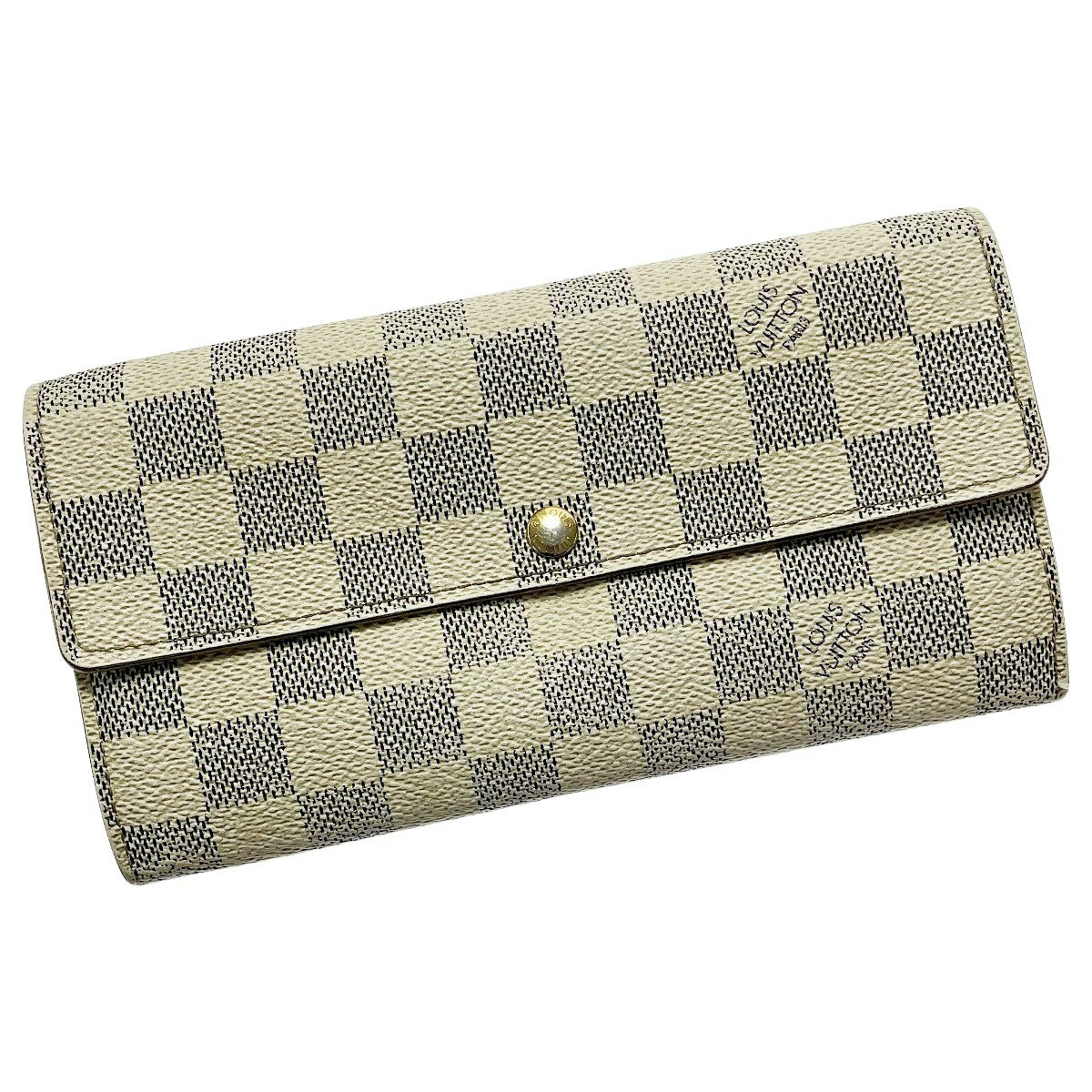 ☆☆【中古】LOUIS VUITTON ルイヴィトン ダミエ・アズール ポルトフォイユ・サラ N61735/CA3121 ホワイト 長財布 レディース Cランク