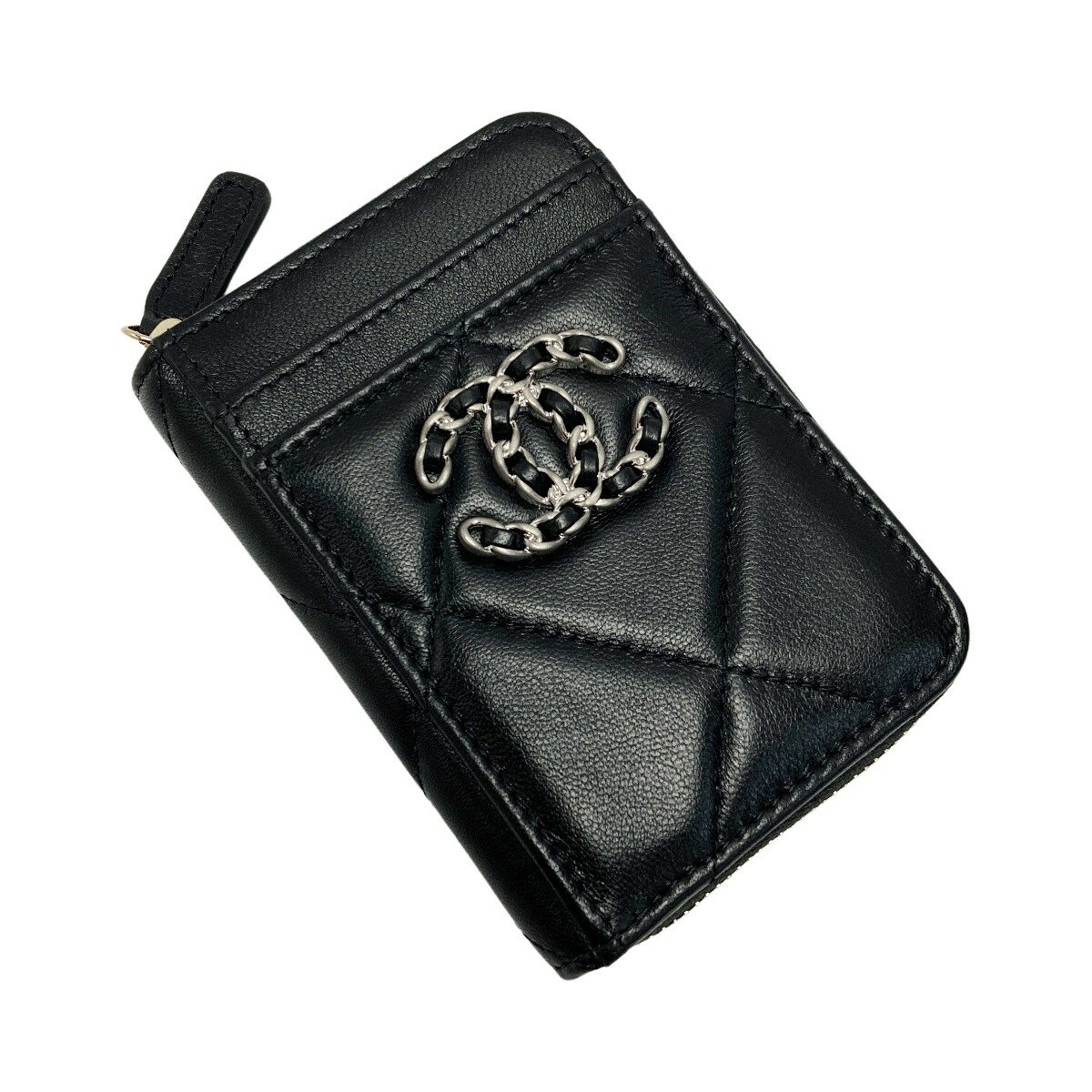 ☆☆【中古】CHANEL シャネル ココマーク ディズヌフ 19 ジップ コインパース AP2701 ブラック ラムスキン 財布 ギャランティカード有 Aランク