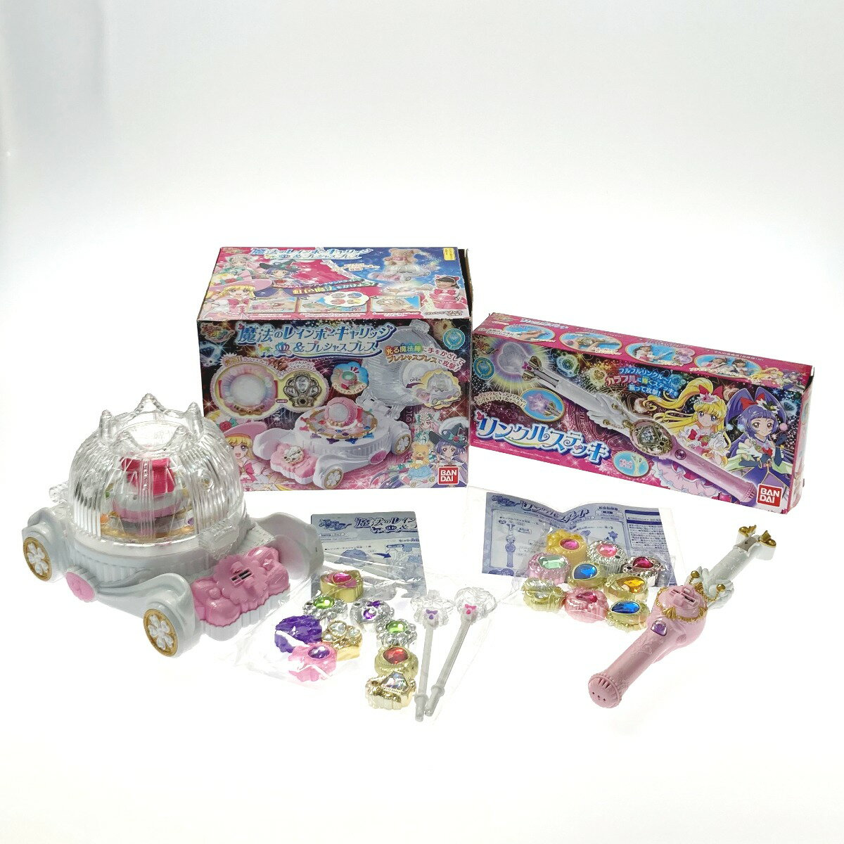 ☆☆【中古】 魔法つかいプリキュア! 魔法のレインボーキャリッジ＆プレシャスブレス・リンクルステッキ セット Bランク