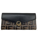【中古】FENDI 長財布 ズッカ コンチネンタル ベージュ Bランク