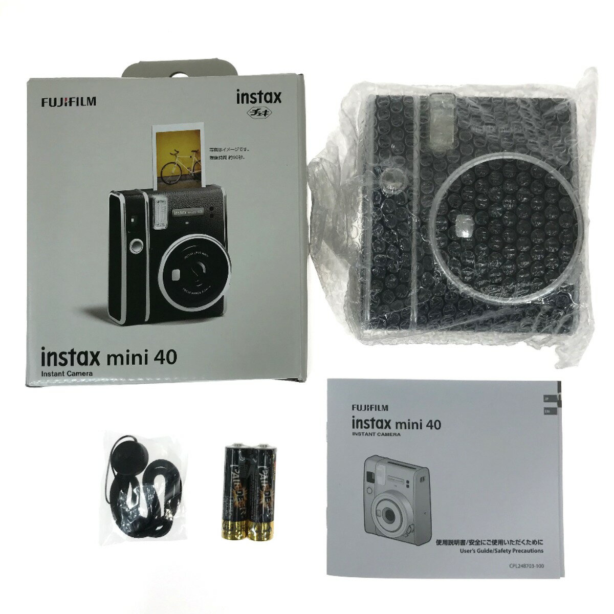 ##【中古】FUJIFILM フジフィルム チェキ INSTAX mini 40 インスタントカメラ ブラック Aランク