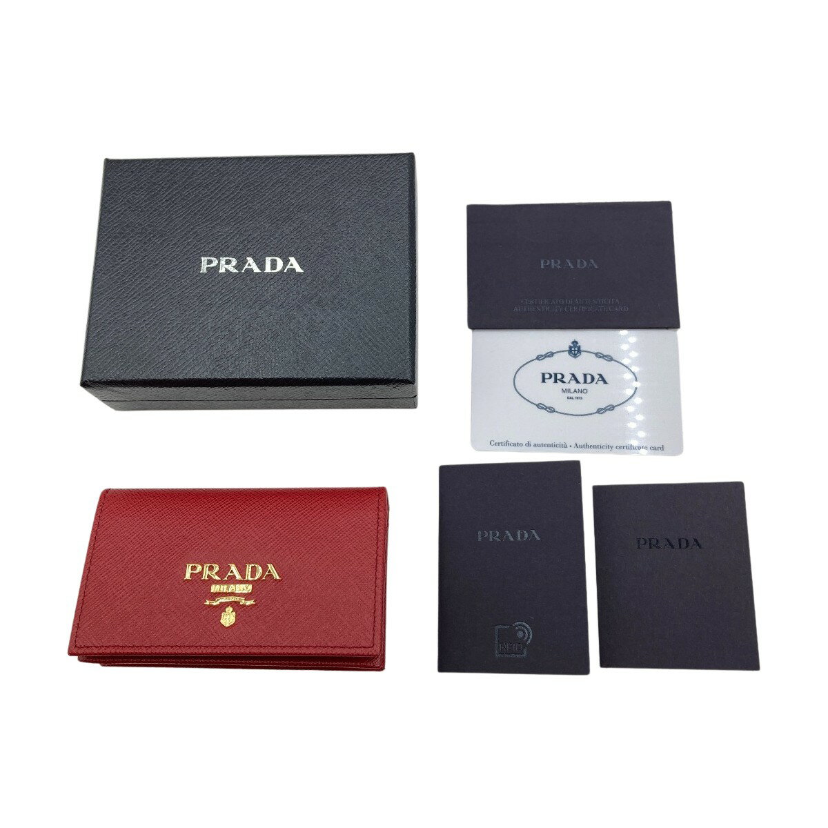 ◎◎【中古】PRADA プラダ サフィアーノ 名刺入れ カードケース 箱付 IMC122 FUOCO Aランク