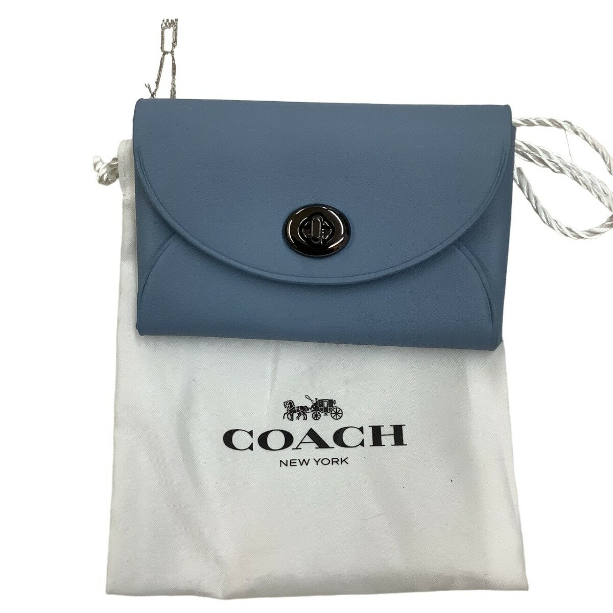 ♪♪【中古】COACH コーチ 名刺入れ カード入れ レザー スカイブルー Bランク