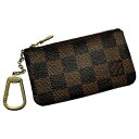 ☆☆【中古】LOUIS VUITTON ルイヴィトン ダミエ ポシェット・クレ N62658 ブラウン キーケース ユニセックス ゴールド金具 Bランク