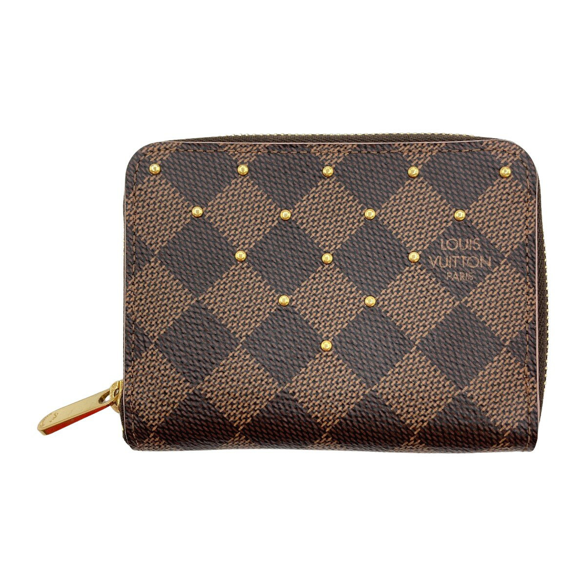 ◎◎【中古】LOUIS VUITTON ルイヴィトン ダミエ ジッピーコインパース スタッズ ローズバレリーヌ コインケース 財布 N60250 ブラウン x ピンク Bランク