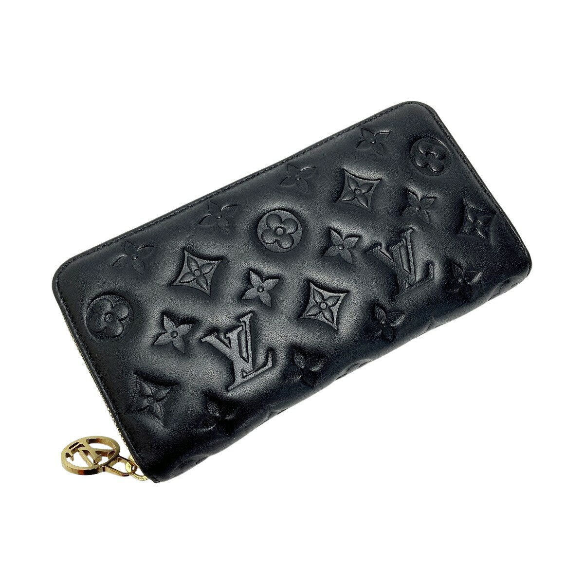 ☆☆【中古】LOUIS VUITTON ルイヴィトン モノグラム エンボス ジッピーウォレット M81510 ノワール 長財布 箱・布袋有 Bランク