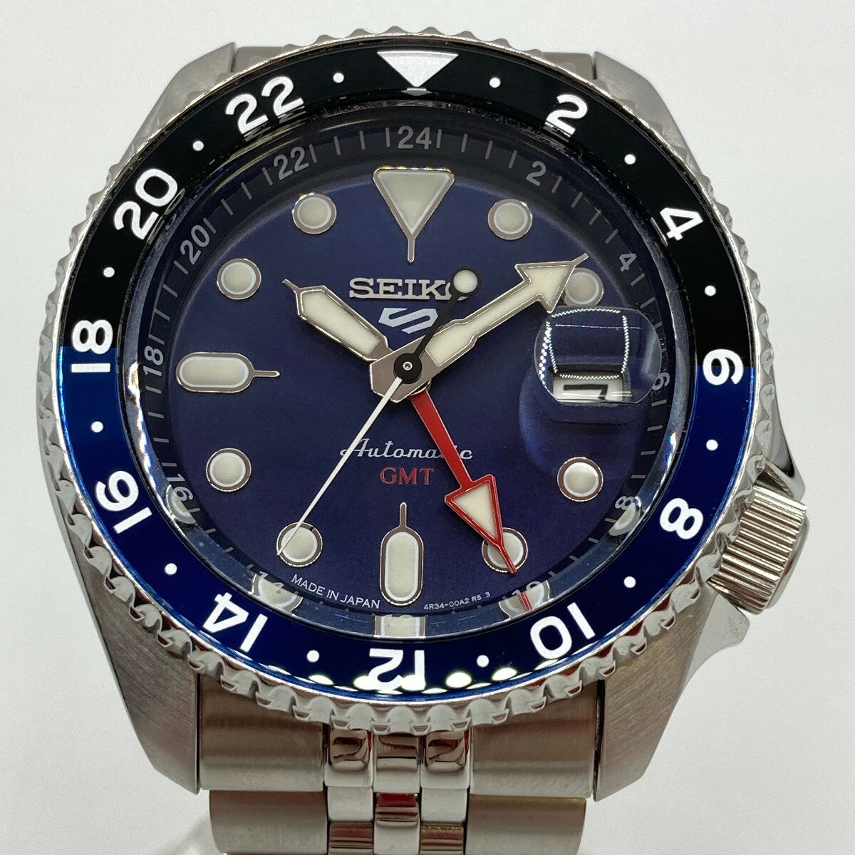 ◎◎【中古】SEIKO セイコー 5スポーツ GMT 自動巻 メンズ 腕時計 箱付 4R34-00A0 Bランク