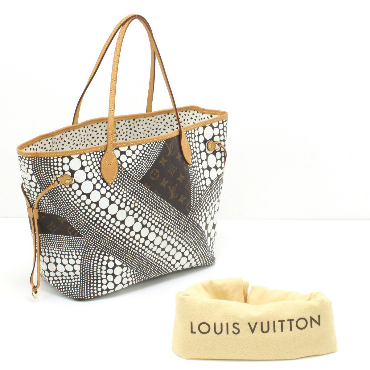 $$【中古】LOUIS VUITTON ルイヴィトン モノグラム ウェーブ 草間彌生 ネヴァーフルMM トートバッグ M40684 Bランク