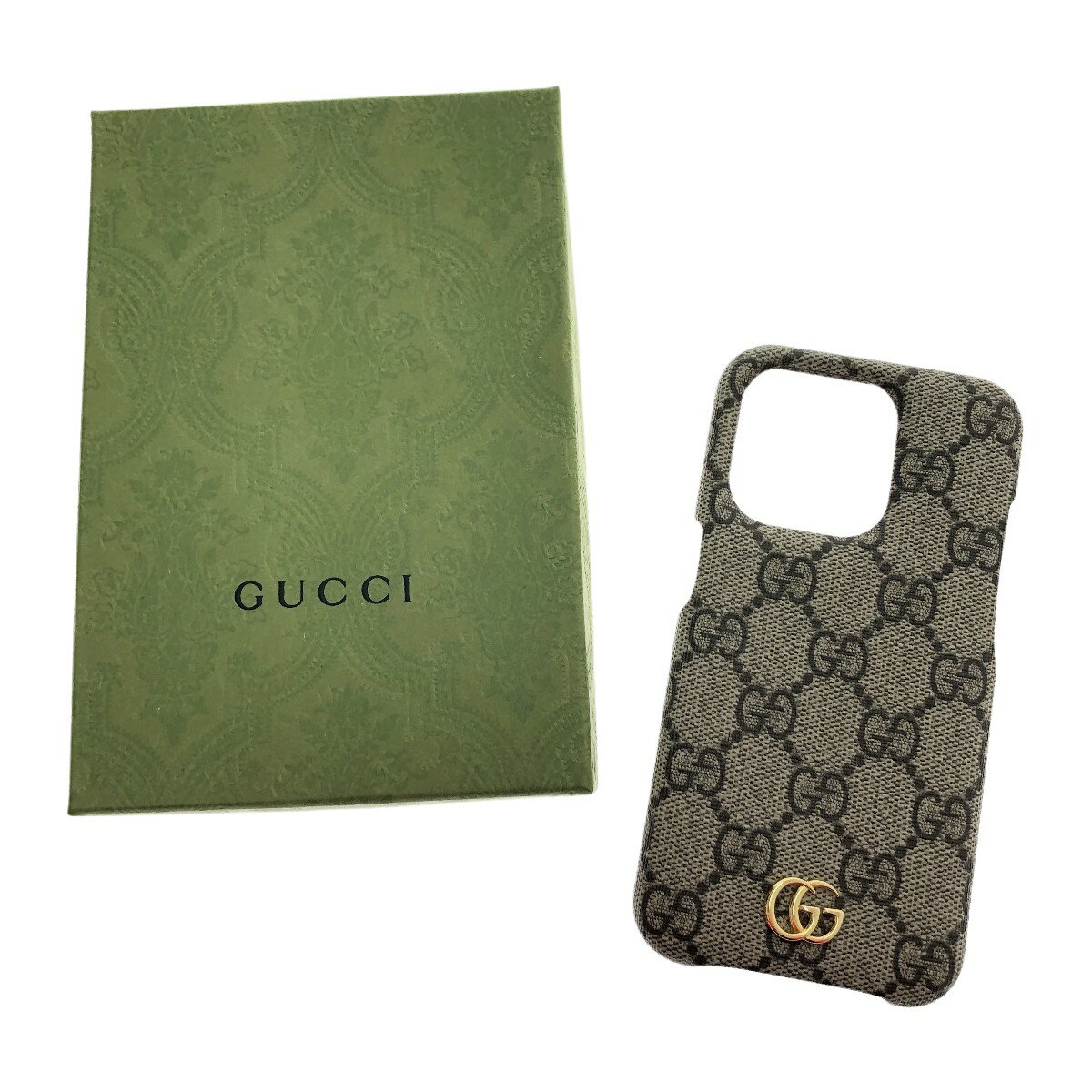 □□【中古】GUCCI グッチ オフィディア IPHONE 15PRO スマホケース 763801 ベージュ＆エボニー GGスプリーム キャンバス Aランク