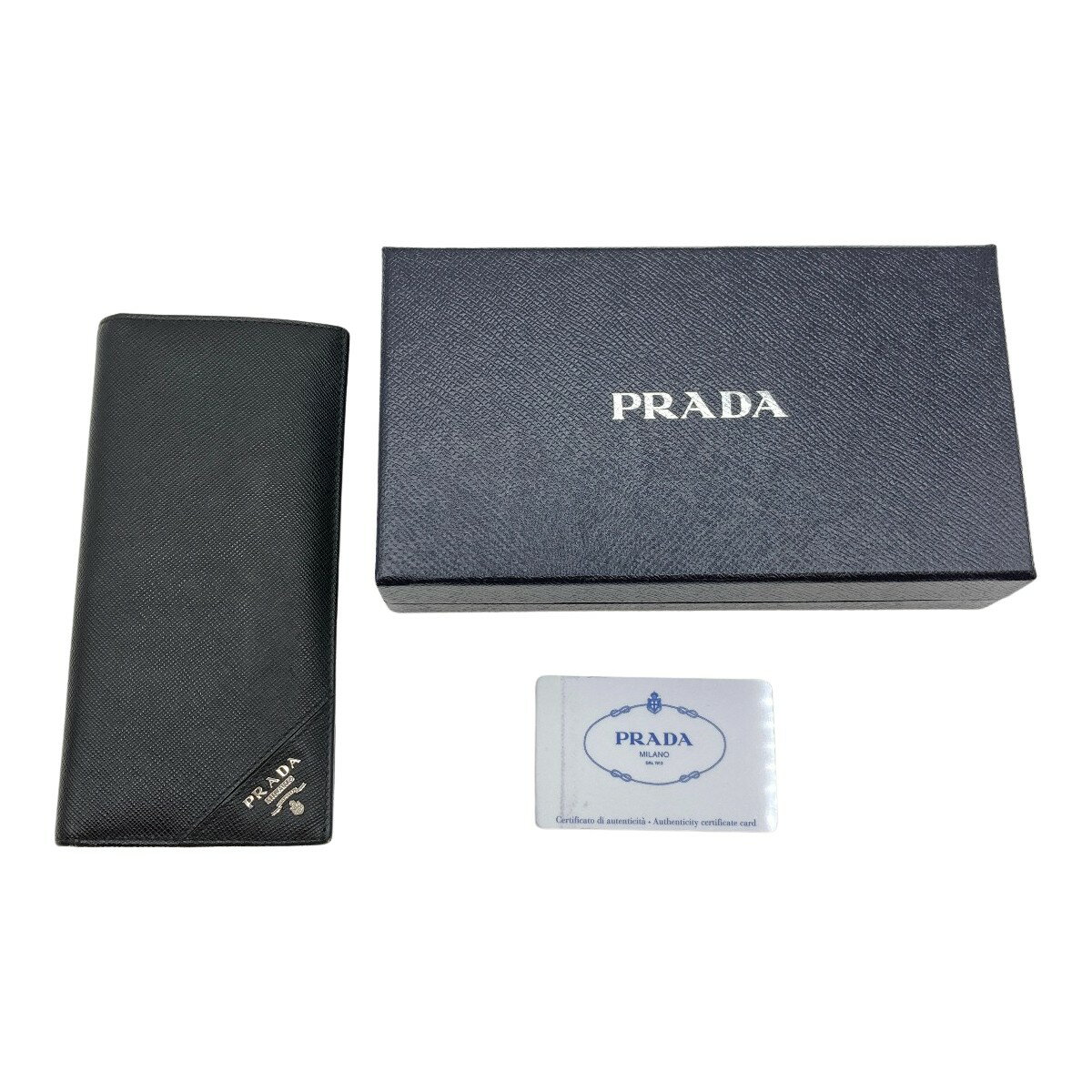 ◎◎【中古】PRADA プラダ 長財布 財布 サフィアーノ メタル 箱付 2MV836 ブラック Bランク