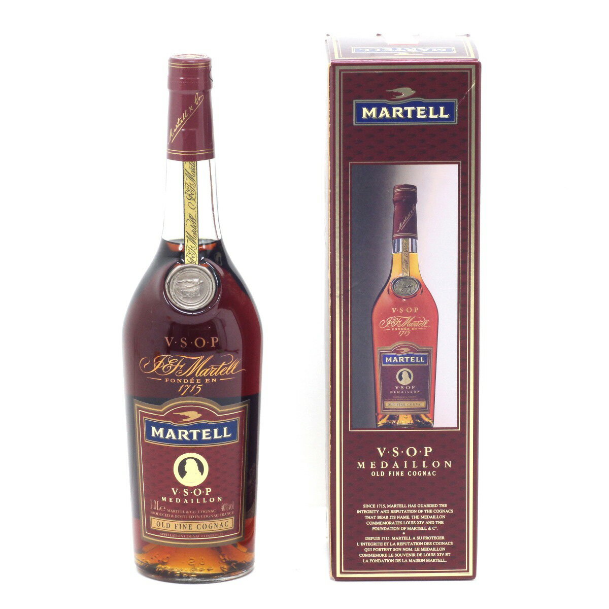 $$【中古】MARTELL マーテル コニャック V.S.O.P MEDAILLON 1L 40度 箱付き Nランク 未開栓