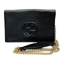 ☆☆【中古】GUCCI グッチ SOHO 598211 ブラック ショルダーバッグ インターロッキング GG レディース ゴールド金具 箱・布袋有 Bランク(4)