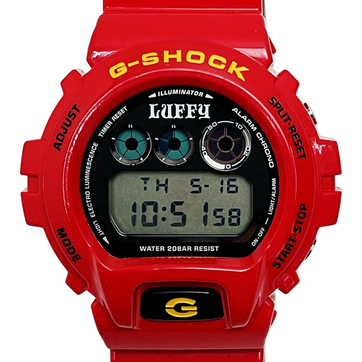 ☆☆【中古】CASIO カシオ G-SHOCK DW-6900FS ONE PIECE LUFFY モデル レッド 9999本限定 クォーツ メンズ 腕時計 Bランク