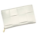 ☆☆【中古】BOTTEGA VENETA ボッテガヴェネタ カセット ジップアラウンドウォレット ホワイト ラウンドファスナー財布 レディース 布袋有 Aランク