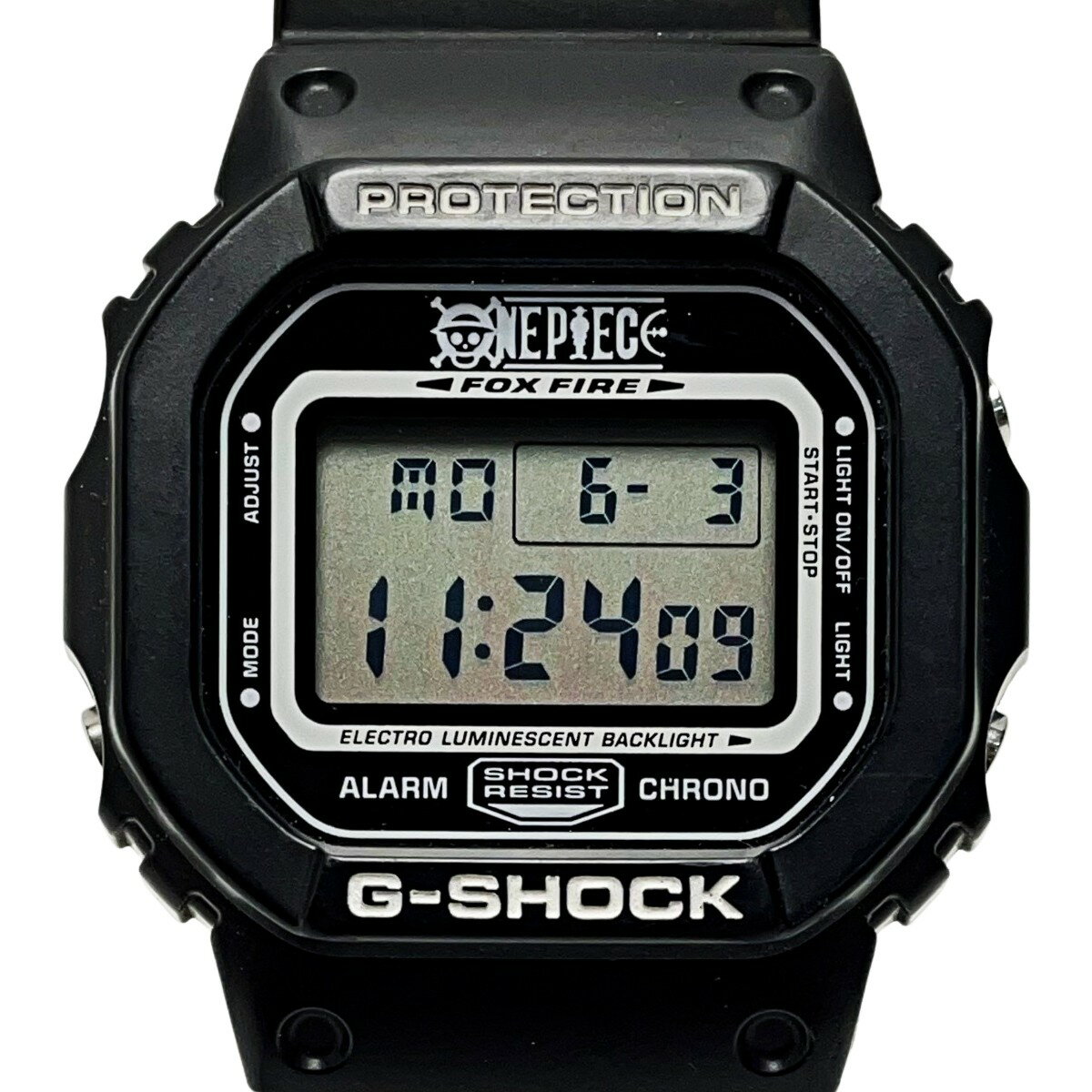 ☆☆【中古】CASIO カシオ G-SHOCK ONEPIECEコラボ DW-5600VT 麦わらの一味 ブラック クォーツ ユニセックス 腕時計 箱・取説有 Bランク