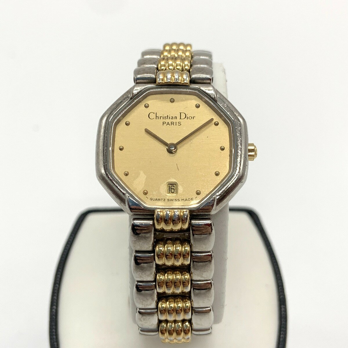 〇〇【中古】Christian Dior クリスチャンディオール デポーズ スウィング ウォッチ オクタゴン クォーツ 腕時計 48.203 ゴールド x シルバー Cランク