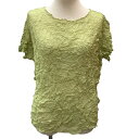 【中古】ISSEY MIYAKE イッセイミヤケ カットソー シワ加工 シフォン 黄緑 Bランク