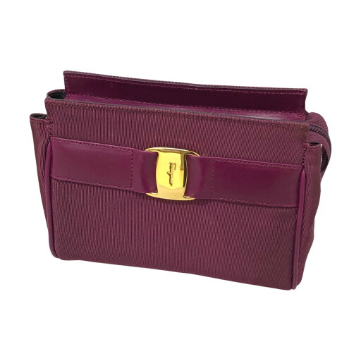 □□【中古】Salvatore Ferragamo サルヴァトーレフェラガモ ヴァラリボン コスメポーチ 本体のみ パープル Bランク □□【中古】Salvatore Ferragamo サルヴァトーレフェラガモ ヴァラリボン コスメポーチ 本体のみ パープル Bランク