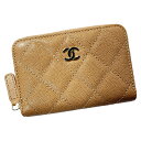 ☆☆【中古】CHANEL シャネル クラシック ブラウン ジップコインパース キャビアスキン レディース ゴールド金具 Aランク