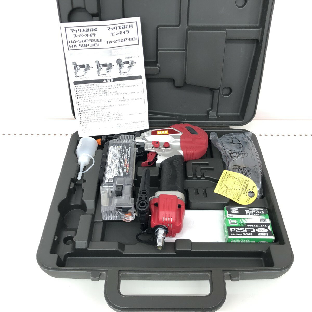 ДД【中古】TA-250P3(D) エアツール 常圧 エアネイラ レッド Aランク