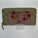 □□【中古】COACH コーチ アコーディオン ジップ ウォレット F73011 カーネーションマルチ Bランク