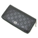 $$【中古】GUCCI グッチ グッチシマ ラウンドジップ長財布 473928 ブラック Aランク