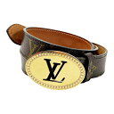 ☆☆【中古】LOUIS VUITTON ルイヴィトン モノグラム サンチュール オヴァール ブラウン ベルト メンズ ゴールド金具 Bランク