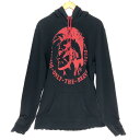 □□【中古】DIESEL ディーゼル スウェットパーカー モヒカンロゴブレイブマン XLサイズ RN93243 CA25594 ブラック Bランク