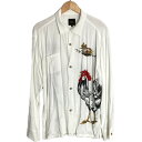 ☆☆【中古】RATS シャツ サイズ L メンズ ROOSTER SHIRTS L/S ホワイト Bランク