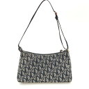 〇〇【中古】Christian Dior クリスチャンディオール トロッター ハンドバッグ ポーチ ベージュ x ブラック Bランク