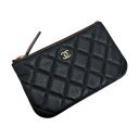 ☆☆【中古】CHANEL シャネル マトラッセ クラシック ミニポーチ A82365 ブラック キャビアスキン ギャランティカード有 Aランク
