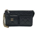 ☆☆【中古】CHANEL シャネル マトラッセ チェーンウォレット AP3466 ブラック キャビアスキン クラッチバッグ Aランク
