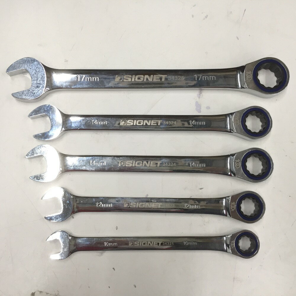 △△【中古】SIGNET 100ギア ラチェットコンビネーションレンチ WITオリジナル5本セット Bランク