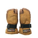 ▼▼【中古】HESTRA へストラ ユニセックス スキーグローブ 冬山登山 スリーフィンガー レザー サイズ5 ブラウン Bランク