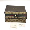 ◎◎【中古】GUCCI グッチ GGキャンバス 2つ折 長財布 Wホック リボン レザー キャンバス 256933 2067 Cランク