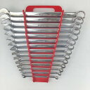 ЗЗ【中古】Snap-on スナップオン インチ コンビネーションレンチ OEX10B 14本セット ホルダ付 シルバー×レッド Cランク