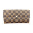 〇〇【中古】LOUIS VUITTON ルイヴィトン ダミエ ポシェット ポルト モネ クレディ 二つ折り財布 N61734 ブラウン Cランク