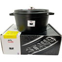◆◆【中古】STAUB ストウブ 業務用 ピコ ココット ラウンド 両手鍋 ほうろう 34cm 12.6L IH対応 40510-307 ブラック Sランク
