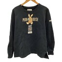【中古】PINK HOUSE ピンクハウス レディース スウェット トレーナー うさぎ ワッペン ブラック Bランク