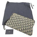 △△【中古】Christian Dior クリスチャンディオール セカンドバッグ トロッターライン 内ポケット仕切り破損 クラッチバッグ ネイビー Bランク