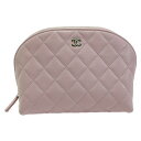 ☆☆【中古】CHANEL シャネル ココマーク マトラッセ ポーチ ライトパープル系 キャビアスキン ゴールド金具 布袋有 Cランク