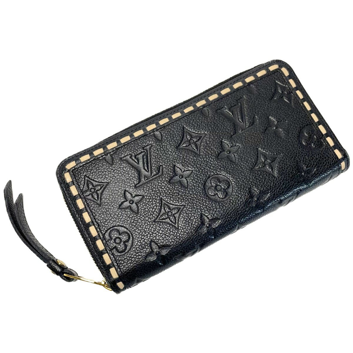 ☆☆【中古】LOUIS VUITTON ルイヴィトン ラウンドファスナー モノグラム アンプラント レザー M61864 ブラック 長財布 レディース ゴールド金具 袋有 Bランク