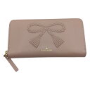 ◎◎【中古】Kate Spade ケイトスペード ラウンドファスナー レザー リボン PWRU5570 ピンク 中古品 Cランク