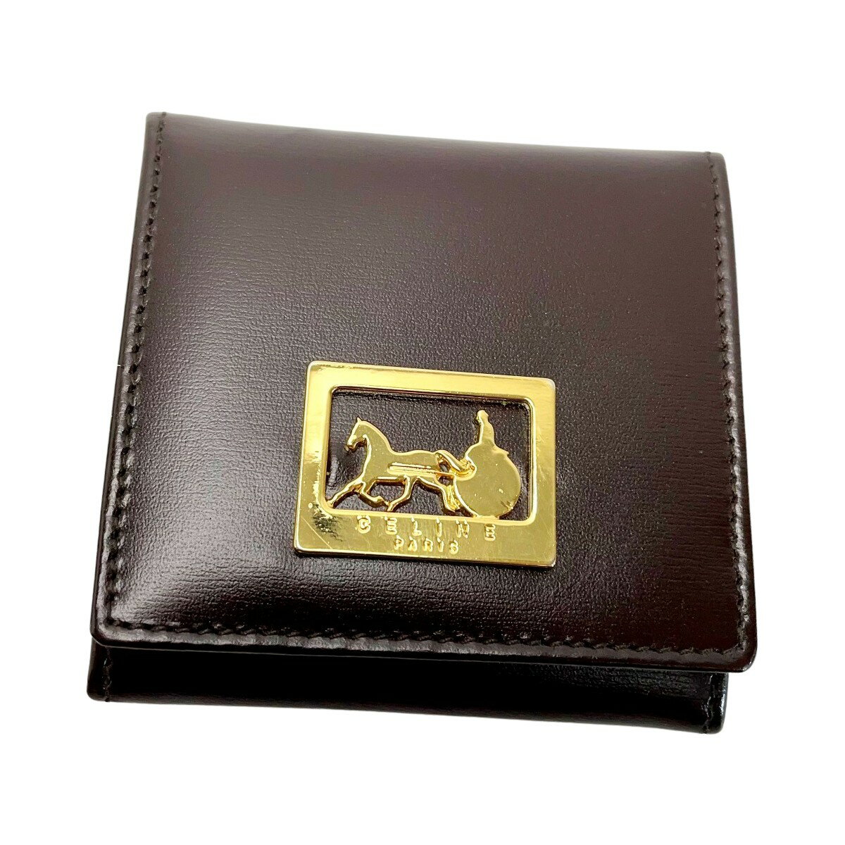 ☆☆【中古】CELINE セリーヌ ヴィンテージ カーフ 09131/259 ブラウン 財布 コインケース 箱有 Cランク