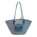 ☆☆【中古】LOEWE ロエベ アナグラム バスケットバッグ A223T43X27 デニムブルー イラカヤシ かごバッグ 布袋有 Bランク