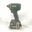 【中古】HITACHI 日立 インパクトドライバ 充電器・充電池2個・ケース付 コードレス式 14.4v WH14DDL2 グリーン Cランク